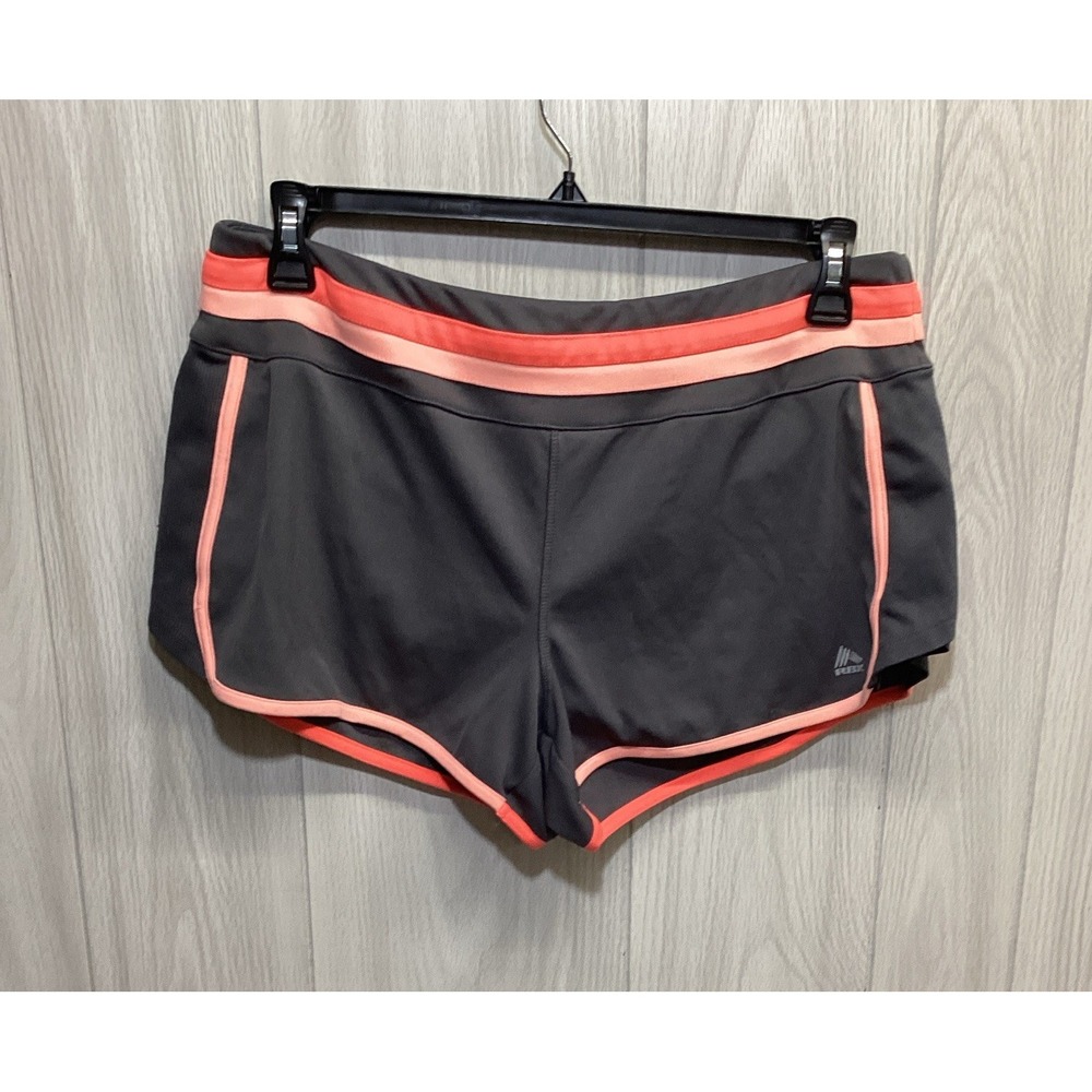 RBX Performance Women's Gray/Coral Solid Knit Drawstring Athletic Shorts L